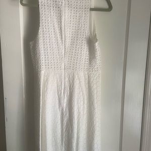 White eyelet shift dress